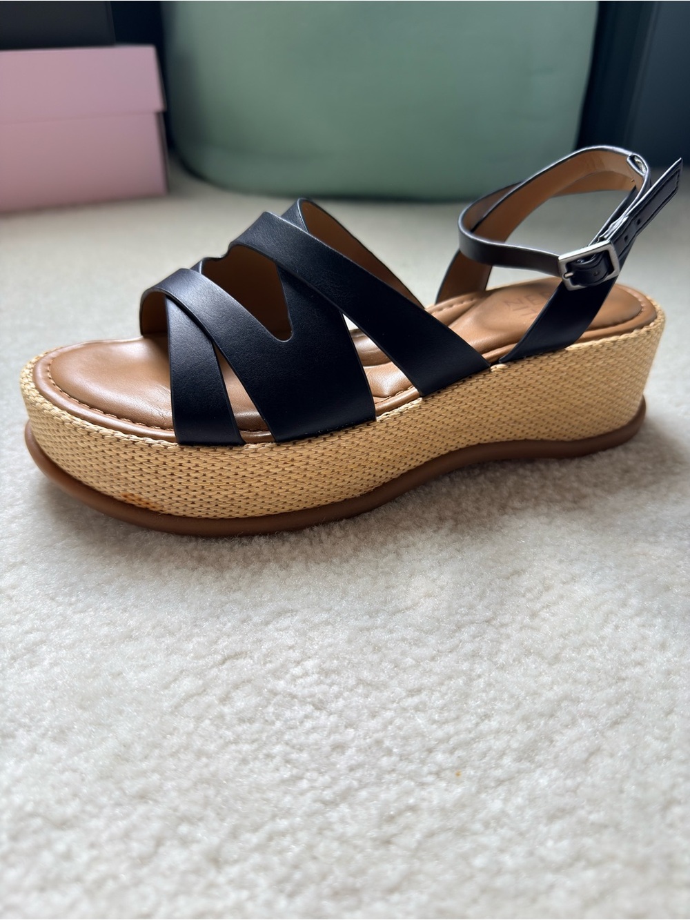 Naturalizer Riley Black Platform Wedge Sandals - Picture 6 of 6